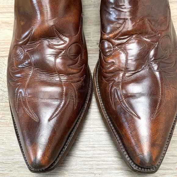 Vtg 1970s-80s TONY MORA Men Western Boots Tufted Brown Leather MADE SPAIN 12 D - Picture 6 of 12